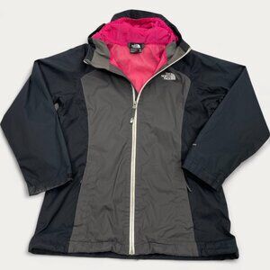 The North Face Black Gray hooded Dryvent Windbreaker Jacket Girls Youth XL 18